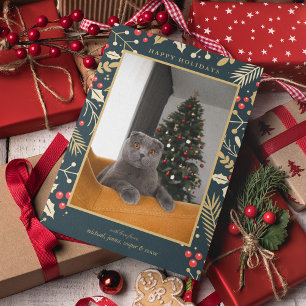 PHOTO HOLIDAY   Golden Christmas Holly & Berries