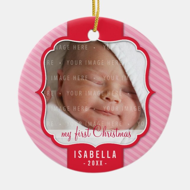 PHOTO HOLIDAY ORNAMENT cute bright lapel pink red (Front)