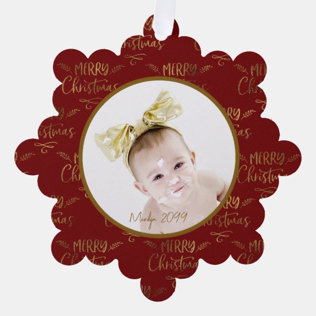 Photo Holiday Paper Christmas Ornament Card (Front)