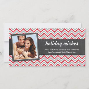 PHOTO HOLIDAY retro chevron red glitter grey