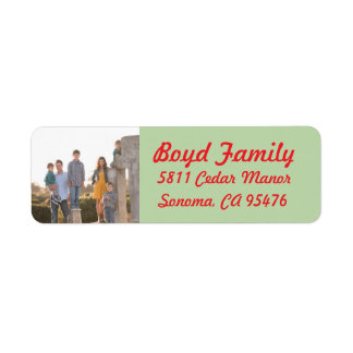 Photo Holiday Return Address Labels: Red & Green