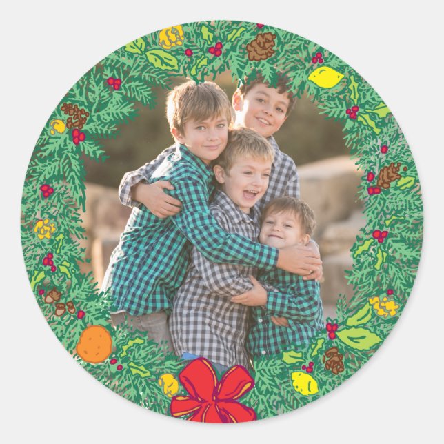 Photo Holiday Sticker : Christmas Wreath Photo (Devant)