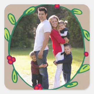 Photo Holiday Sticker : Rustic Foliage Wreath Phot