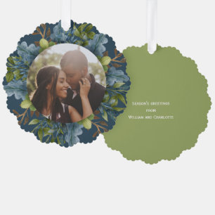 Photo Holiday Wreath Personalized Christmas Ornament Card
