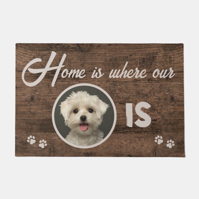 Photo Home is Where My Dog is Doormat Custom  (Front)