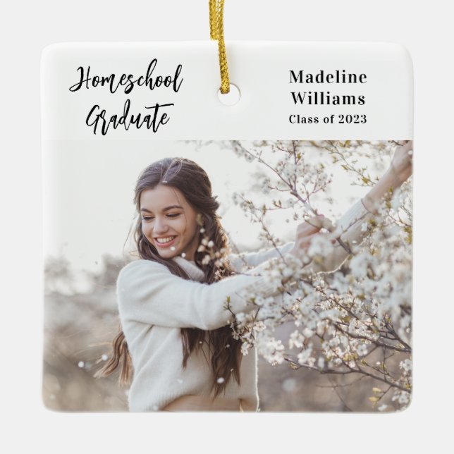 Photo Homeschool Graduation Ceramic Ornament (Front)