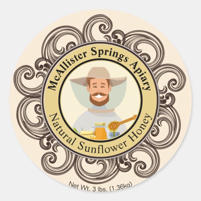 Photo Honey Jar Beekeeper Gold Classic Round Sticker (Front)