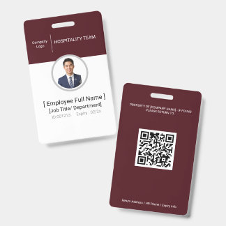 Photo ID Badge Hospitality Employee Pass QR Code