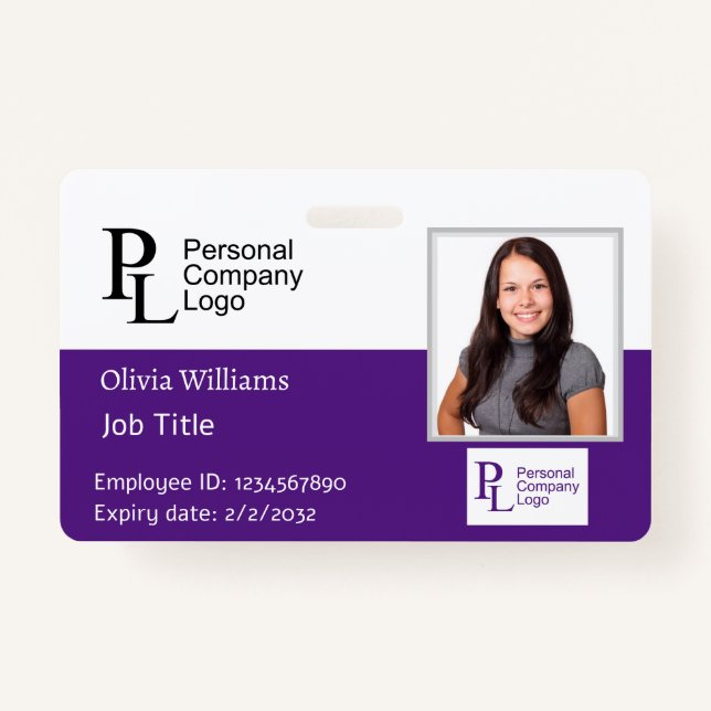 Photo ID Badge Personalized Company Employee ID (Front)