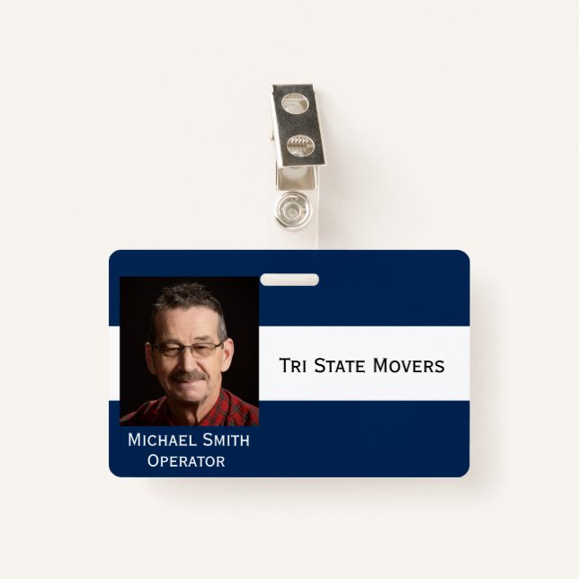 Photo ID Clip Double Sided Personalize Text Badge (Front with Clip)