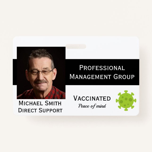 Photo ID clip vidéo Vacciné 2 côtés ID badge (Devant)