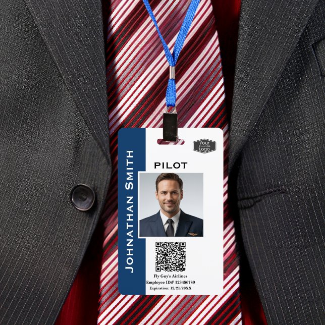 Photo ID Company Security ID QR Code Airline Pilot Badge (Creator Uploaded)