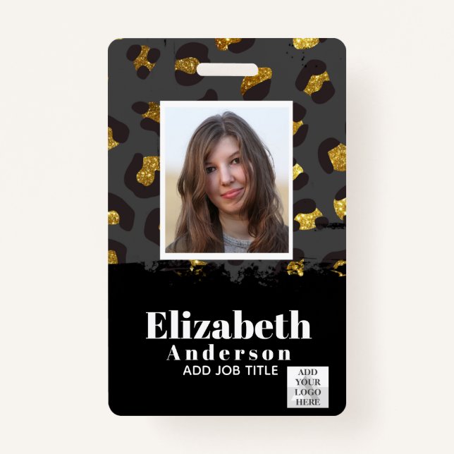PHOTO ID - Employee VIP Pass Girly Animal Prints Badge (Front)