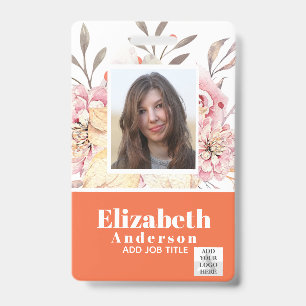 PHOTO ID - Employee VIP Pass - Girly Flowers Badge