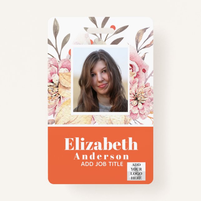 PHOTO ID - Employee VIP Pass - Girly Flowers Badge (Front)