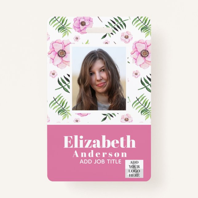 PHOTO ID - Employee VIP Pass - Girly Flowers Badge (Front)