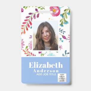 PHOTO ID - Employee VIP Pass - Girly Flowers Badge