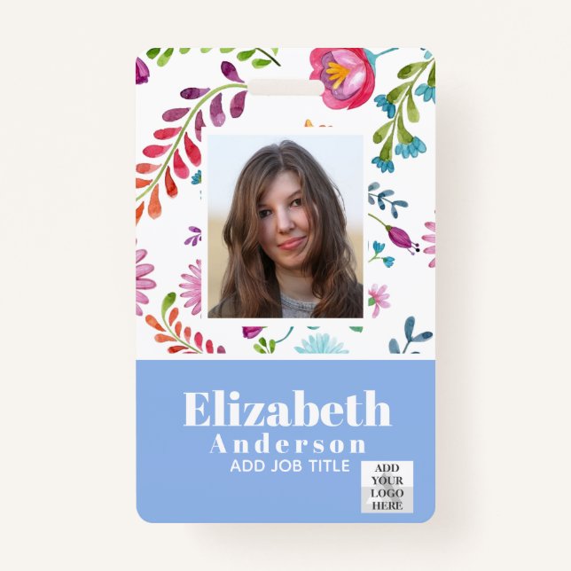 PHOTO ID - Employee VIP Pass - Girly Flowers Badge (Front)