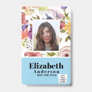 PHOTO ID - Employee VIP Pass - Girly Flowers Badge