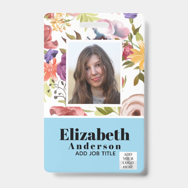 PHOTO ID - Employee VIP Pass - Girly Flowers Badge (Front)
