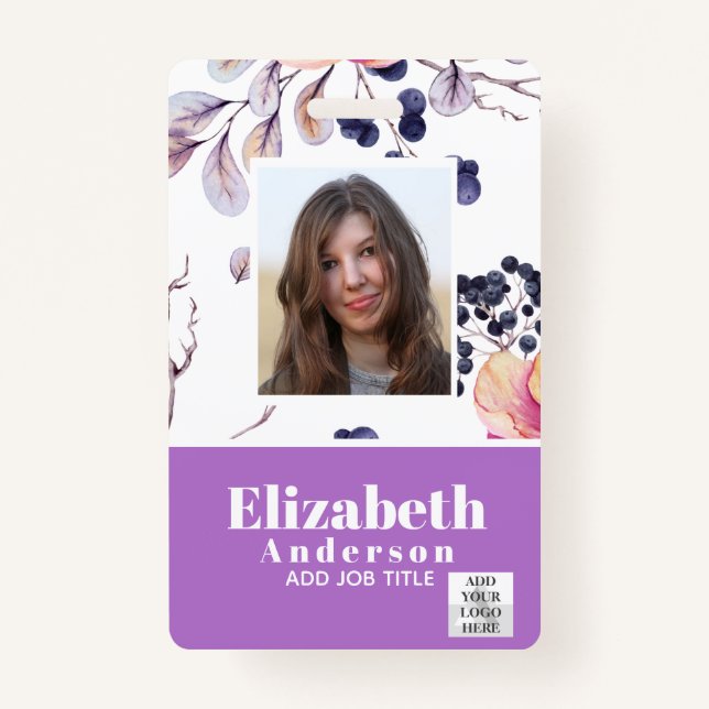 PHOTO ID - Employee VIP Pass - Girly Flowers Badge (Front)