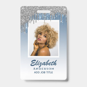 PHOTO ID - Employee VIP Pass Girly Glitter Glam Badge
