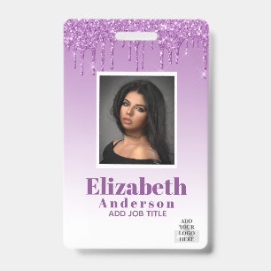 PHOTO ID - Employee VIP Pass Girly Glitter Glam Badge