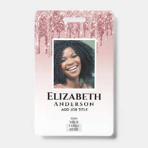 PHOTO ID - Employee VIP Pass Girly Glitter Glam Badge