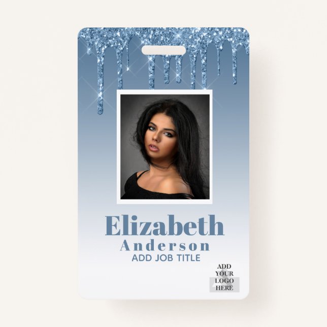 PHOTO ID - Employee VIP Pass Girly Glitter Glam Badge (Front)
