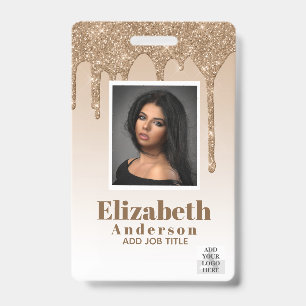 PHOTO ID - Employee VIP Pass Girly Glitter Glam Badge