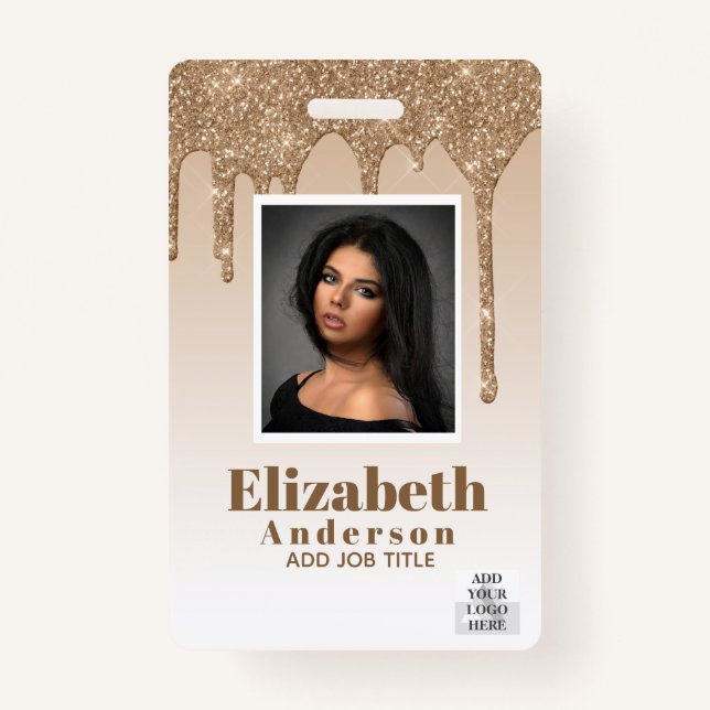 PHOTO ID - Employee VIP Pass Girly Glitter Glam Badge (Front)