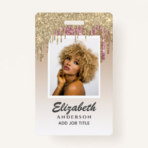 PHOTO ID - Employee VIP Pass Girly Glitter Glam Badge