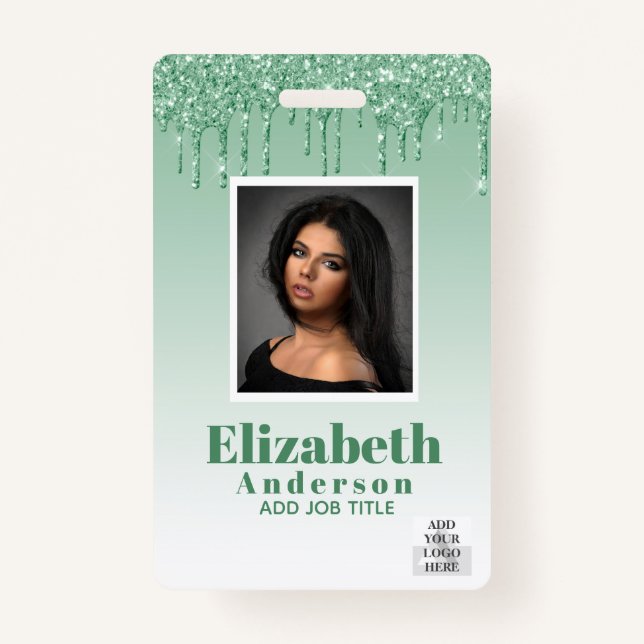 PHOTO ID - Employee VIP Pass Girly Glitter Glam Badge (Front)