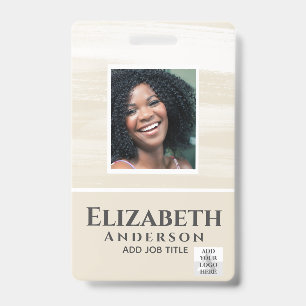 PHOTO-ID Employee VIP PASS Watercolor Abstracts Badge