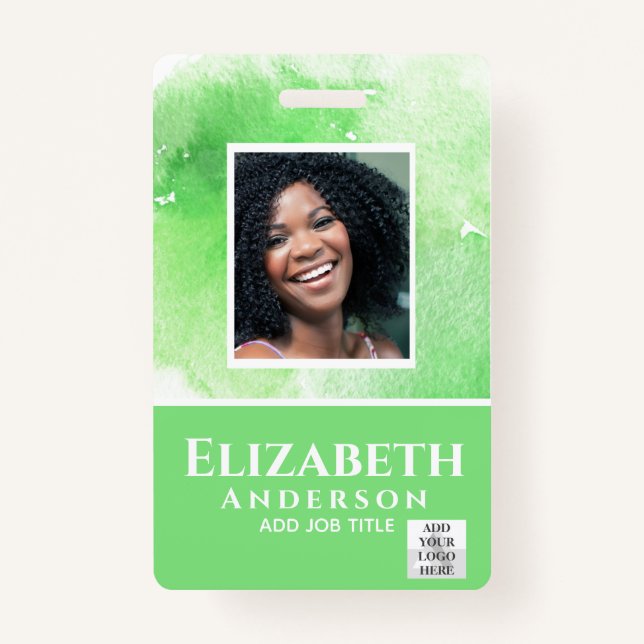 PHOTO-ID Employee VIP PASS Watercolor Abstracts Badge (Front)