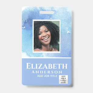 PHOTO-ID Employee VIP PASS Watercolor Abstracts Badge