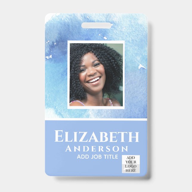 PHOTO-ID Employee VIP PASS Watercolor Abstracts Badge (Front)