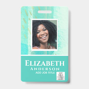 PHOTO-ID Employee VIP PASS Watercolor Abstracts Badge