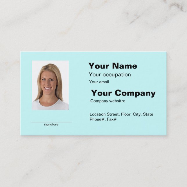Photo ID Girl Business Card Made Easy (Front)