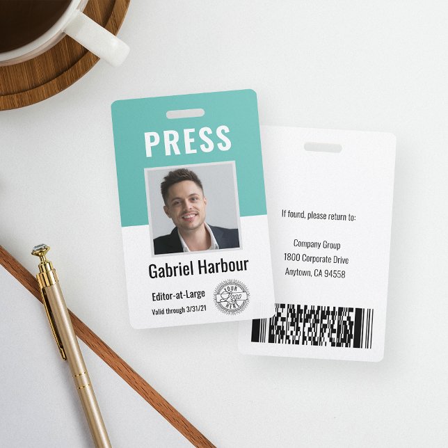 Photo ID Journalist Press Pass | Logo & Barcode Badge (Creator Uploaded)