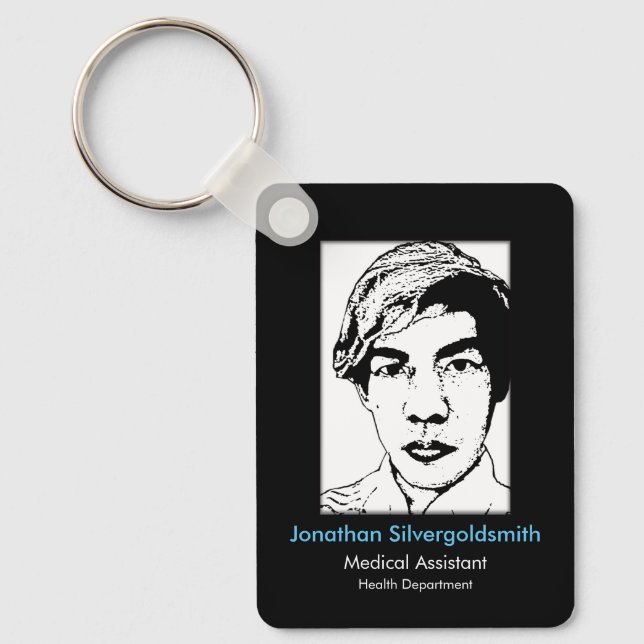 Photo ID Metal Keychain Black 4 (Front)