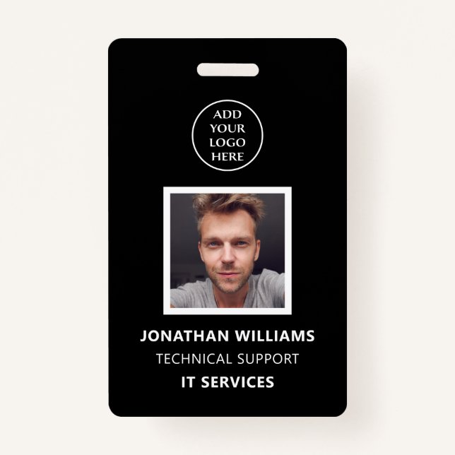 Photo ID Modern Business Logo Staff Name Job Title Badge (Front)