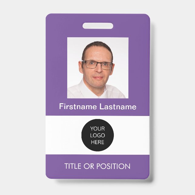 Photo ID Purple Name Badge (Front)