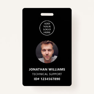 Photo ID QR Code Company Logo Staff Name Job Title Badge