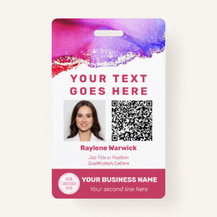 Photo ID Vaccination Barcode QR Code Dusty Pink Badge