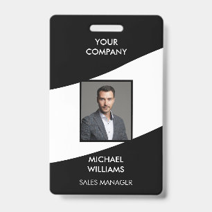 Photo ID White Black  Badge