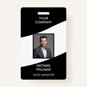 Photo ID White Black  Badge