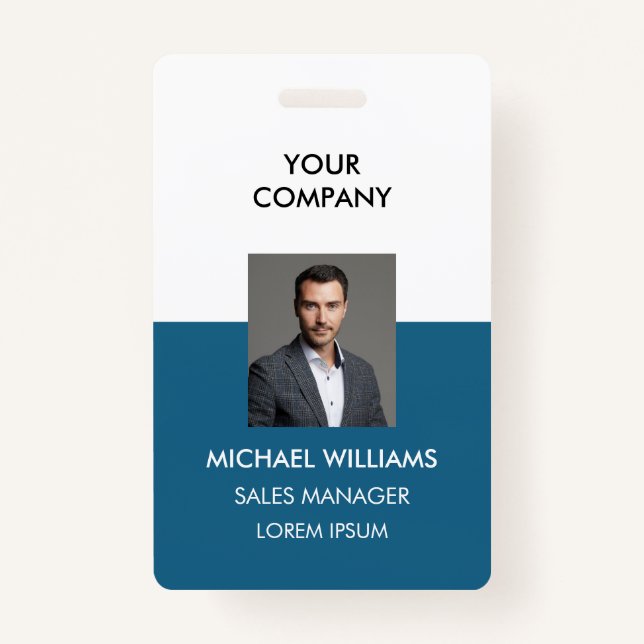 Photo ID white Blue White Badge (Front)