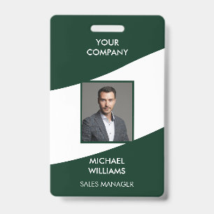 Photo ID White Green  Badge