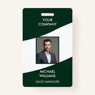 Photo ID White Green  Badge